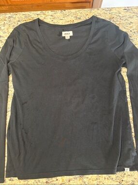 Pact Organic Cotton Black Long Sleeve Scoop Neck Tee